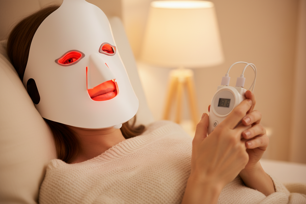 Gros plan rassurant masque LED