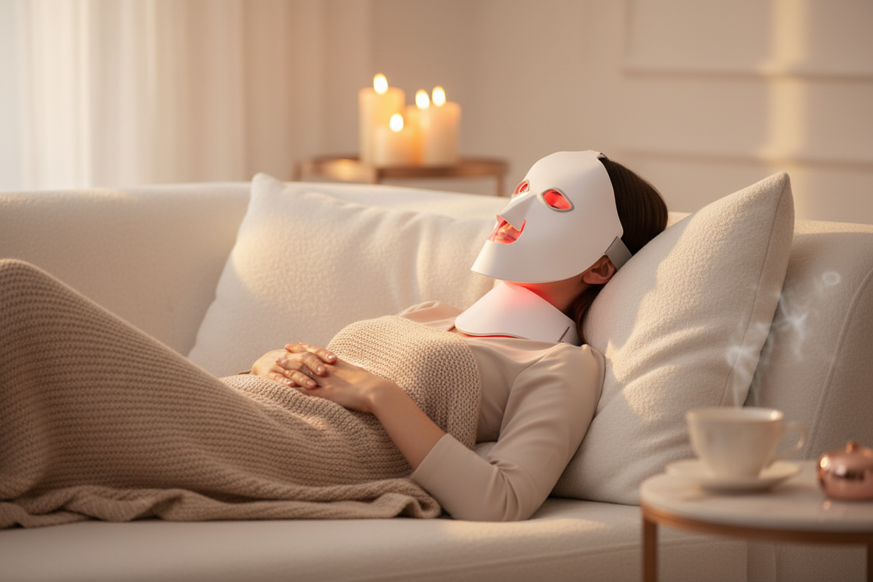 Moment cocooning avec masque LED
